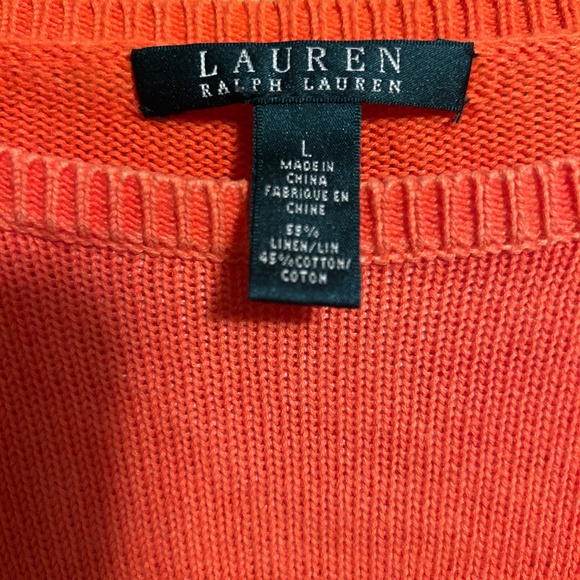 Lauren Ralph Lauren Orange Long Sweater with flowers on front - Picture 6 of 6